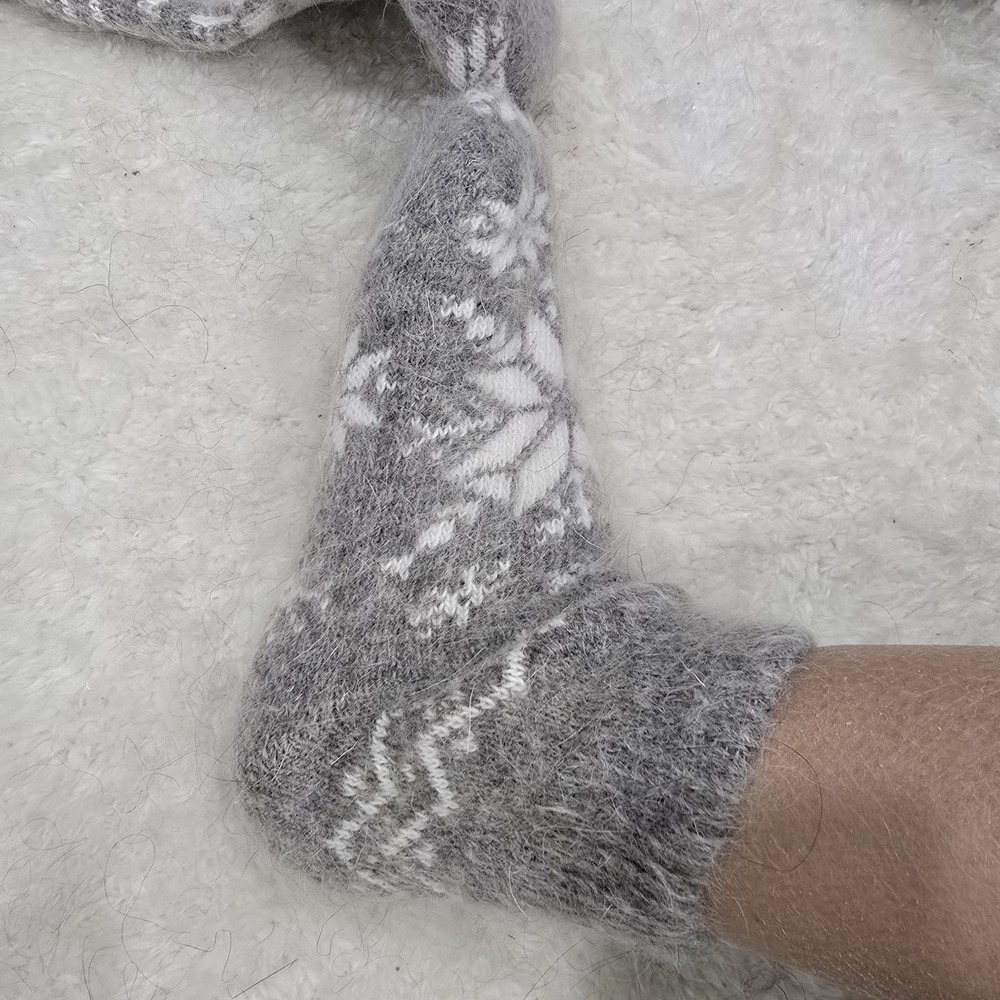 Handmade Goat Down Socks - 100% Natural Wool - Thick, Warm & Fuzzy Winter Socks - Picture 6 of 11